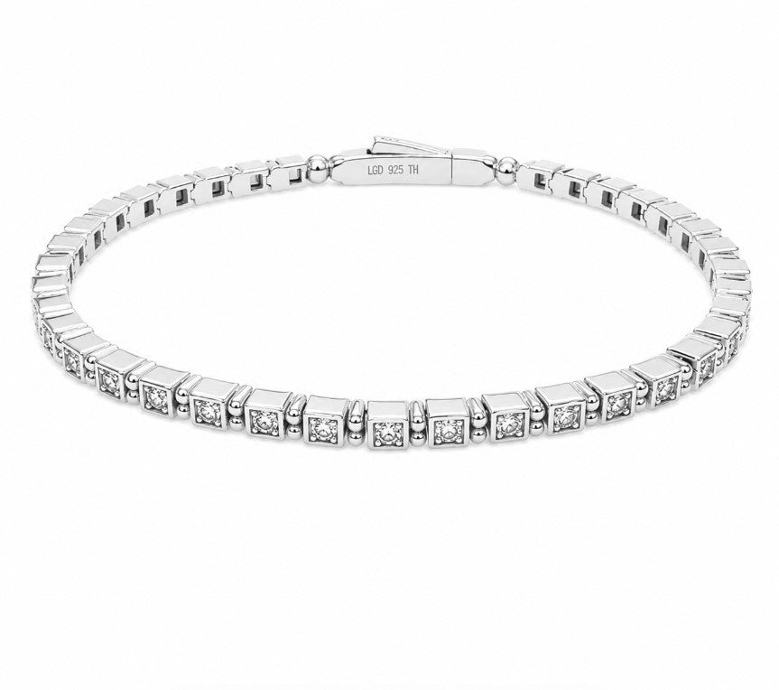 1.34 Ctw Lab Grown Diamond Flex Bangle in 925 Platinum Plated