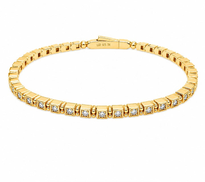 1.34 Ctw Lab Grown Diamond Flex Bangle in 925 Yellow Gold Plated