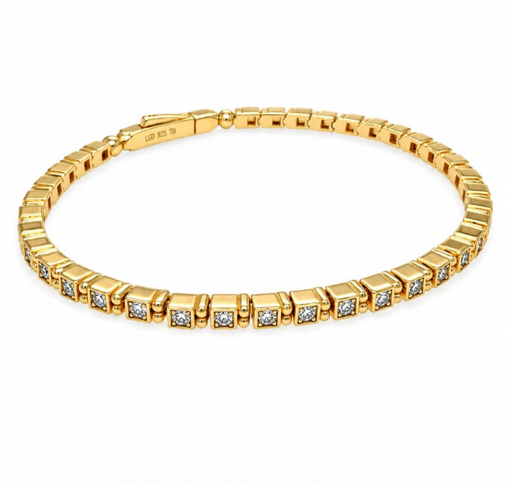 1.34 Ctw Lab Grown Diamond Flex Bangle in 925 Yellow Gold Plated