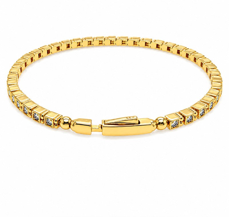 1.34 Ctw Lab Grown Diamond Flex Bangle in 925 Yellow Gold Plated
