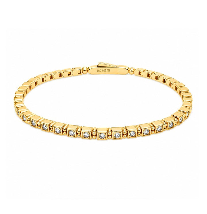 1.34 Ctw Lab Grown Diamond Flex Bangle in 925 Yellow Gold Plated