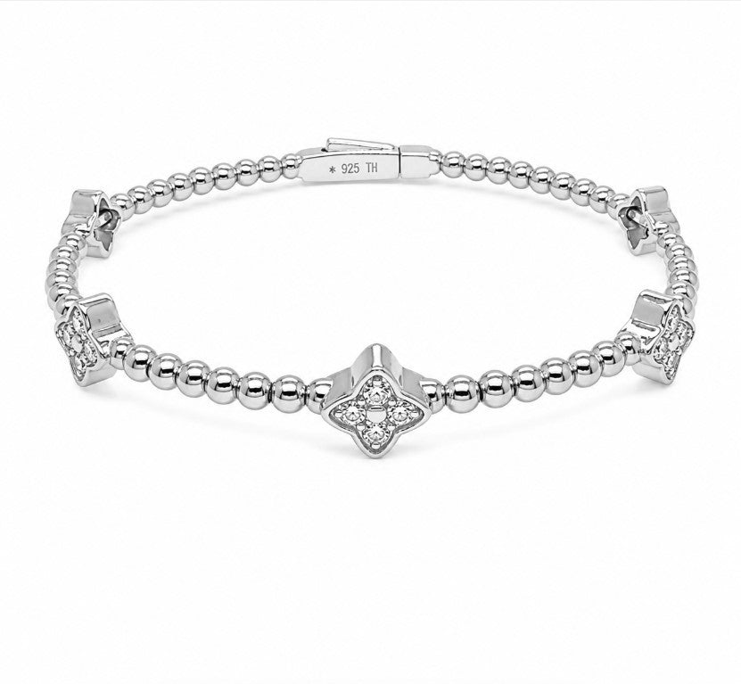 1.36 Ctw Lab Grown Diamond Flex Bangle in 925 Platinum Plated