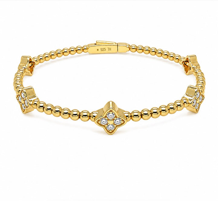 1.36 Ctw Lab Grown Diamond Flex Bangle in 925 Yellow Gold Plated