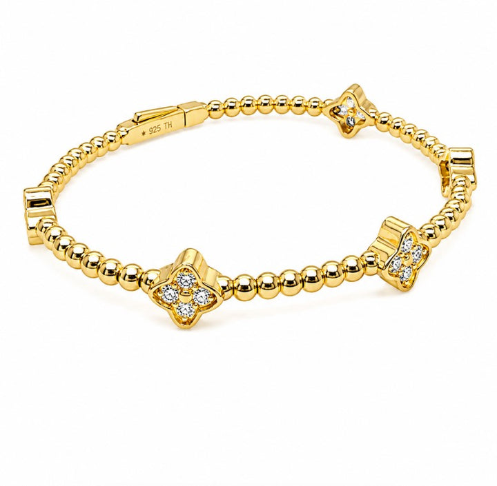 1.36 Ctw Lab Grown Diamond Flex Bangle in 925 Yellow Gold Plated