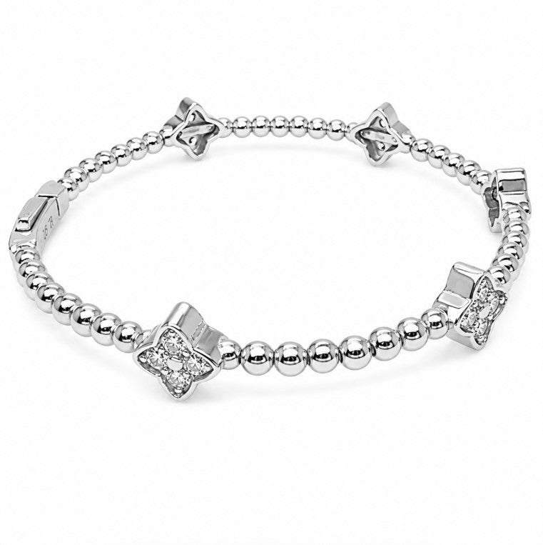 1.36 Ctw Lab Grown Diamond Flex Bangle in 925 Platinum Plated