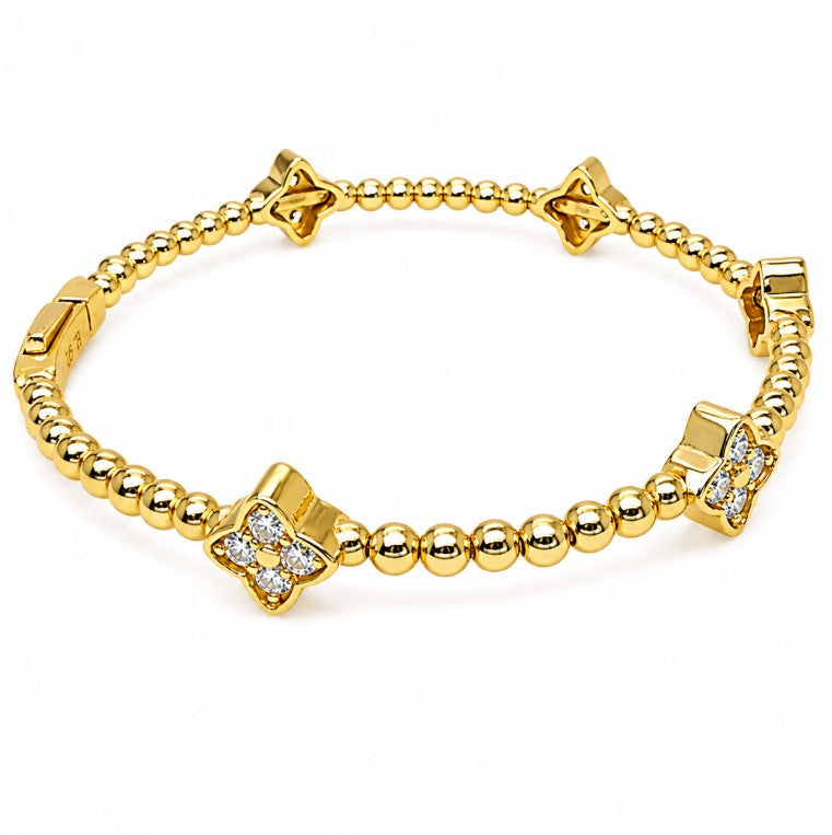 1.36 Ctw Lab Grown Diamond Flex Bangle in 925 Yellow Gold Plated