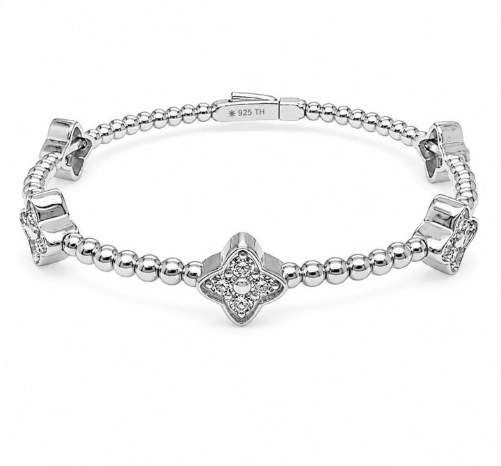 2.00 Ctw Lab Grown Diamond Flex Bangle in 925 Platinum Plated