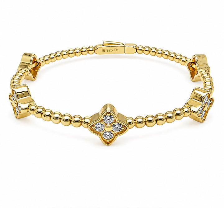 2.00 Ctw Lab Grown Diamond Flex Bangle in 925 Yellow Gold Plated
