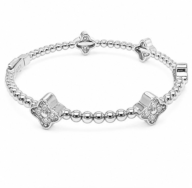 2.00 Ctw Lab Grown Diamond Flex Bangle in 925 Platinum Plated