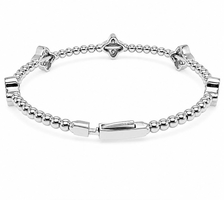 2.00 Ctw Lab Grown Diamond Flex Bangle in 925 Platinum Plated