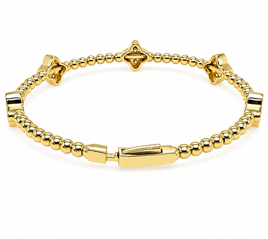 2.00 Ctw Lab Grown Diamond Flex Bangle in 925 Yellow Gold Plated