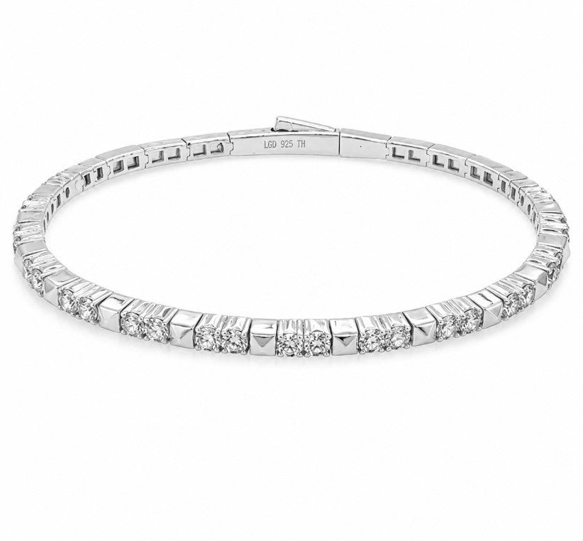 1.89 Ctw Lab Grown Diamond Flex Bangle in 925 Platinum Plated