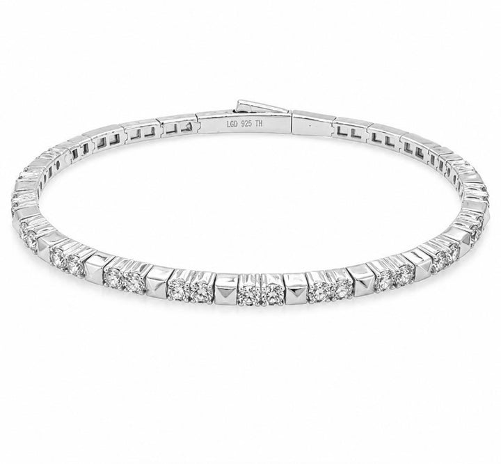 1.89 Ctw Lab Grown Diamond Flex Bangle in 925 Platinum Plated