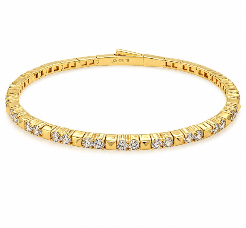1.89 Ctw Lab Grown Diamond Flex Bangle in 925 Yellow Gold Plated