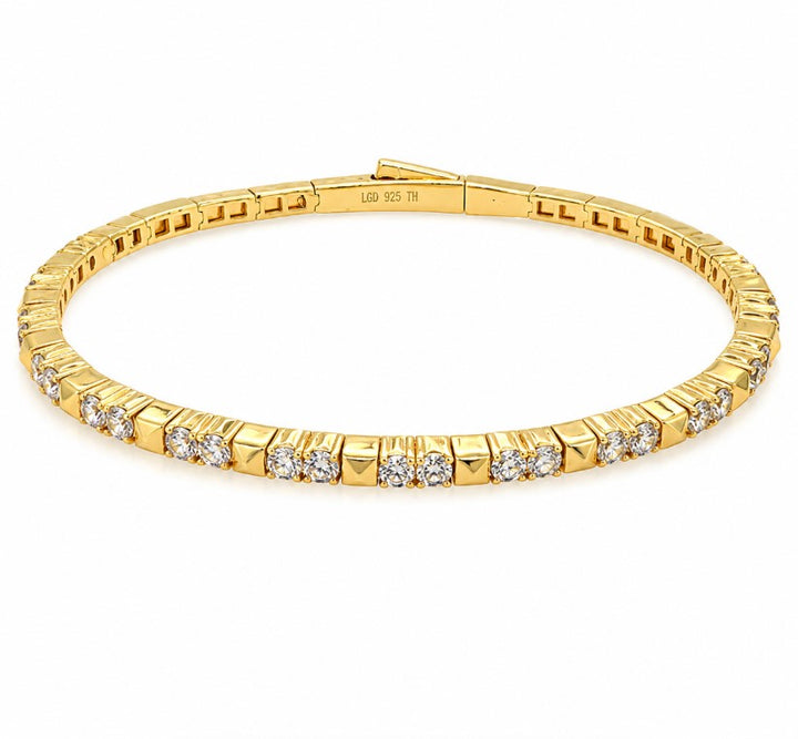 1.89 Ctw Lab Grown Diamond Flex Bangle in 925 Yellow Gold Plated