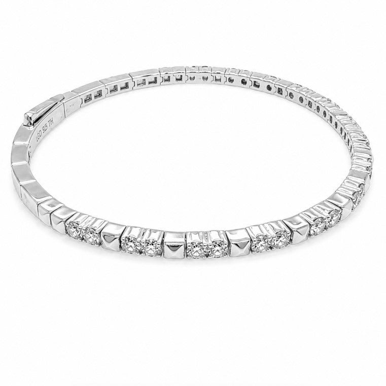 1.89 Ctw Lab Grown Diamond Flex Bangle in 925 Platinum Plated