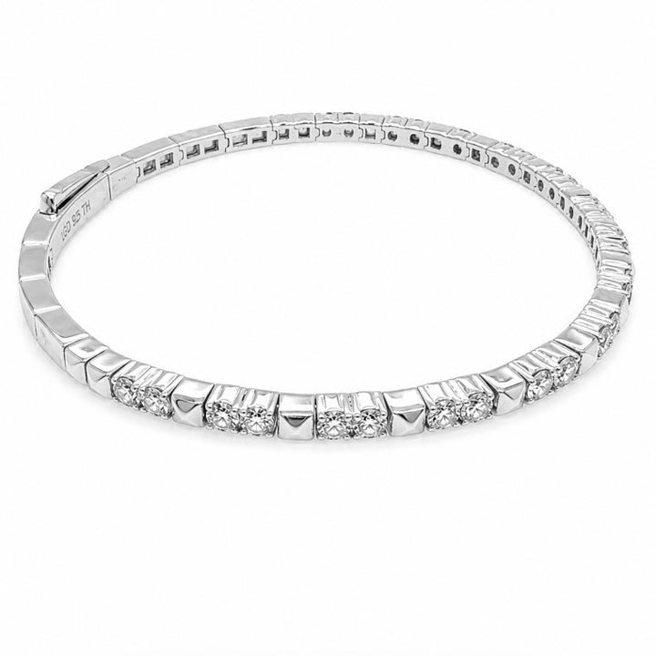 1.89 Ctw Lab Grown Diamond Flex Bangle in 925 Platinum Plated