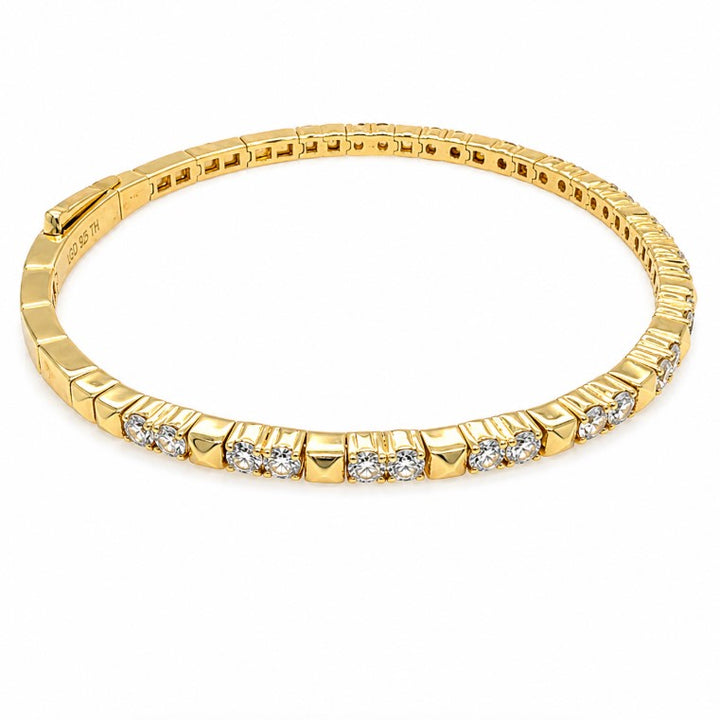 1.89 Ctw Lab Grown Diamond Flex Bangle in 925 Yellow Gold Plated