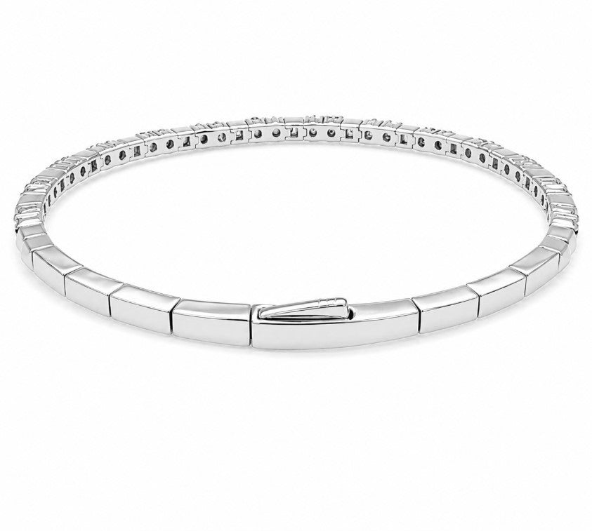 1.89 Ctw Lab Grown Diamond Flex Bangle in 925 Platinum Plated