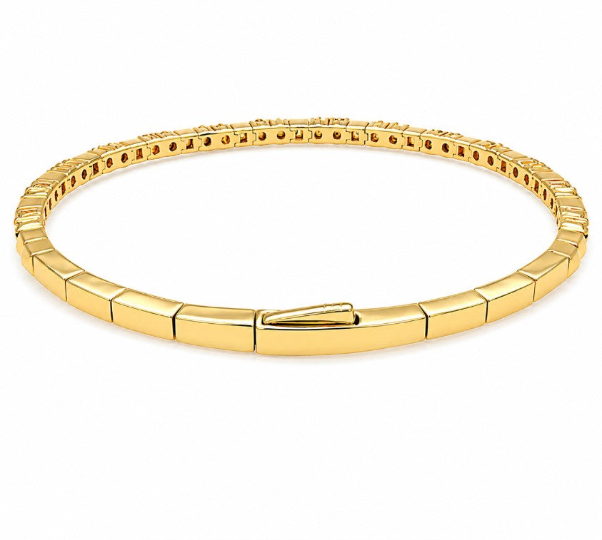 1.89 Ctw Lab Grown Diamond Flex Bangle in 925 Yellow Gold Plated