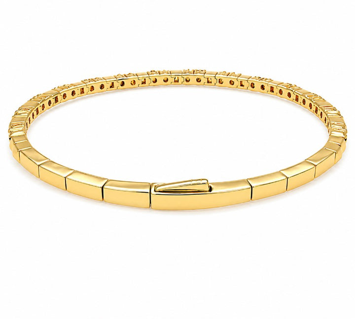 1.89 Ctw Lab Grown Diamond Flex Bangle in 925 Yellow Gold Plated