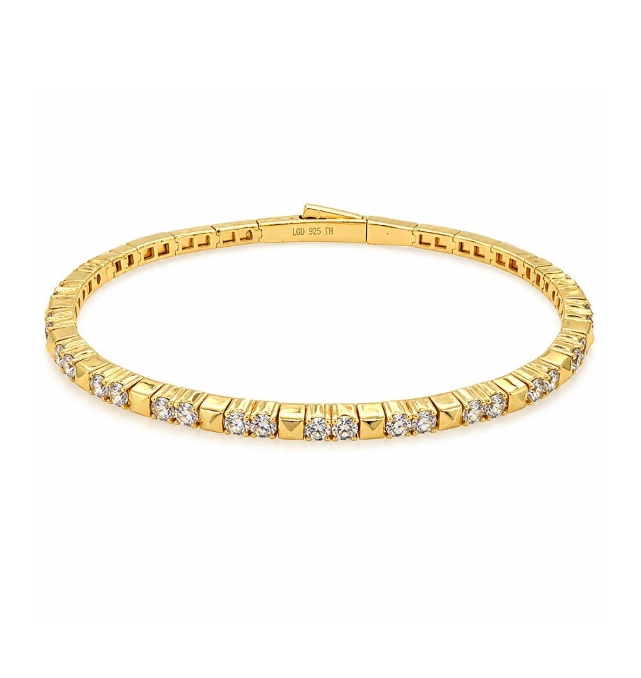 1.89 Ctw Lab Grown Diamond Flex Bangle in 925 Yellow Gold Plated