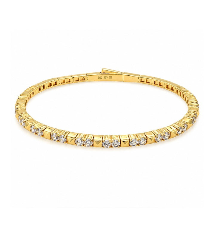 1.89 Ctw Lab Grown Diamond Flex Bangle in 925 Yellow Gold Plated