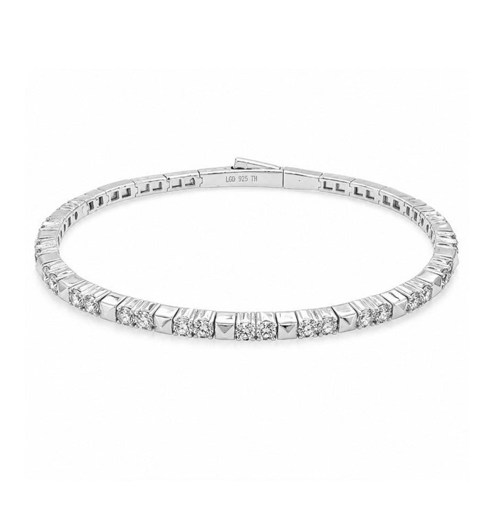 1.89 Ctw Lab Grown Diamond Flex Bangle in 925 Platinum Plated