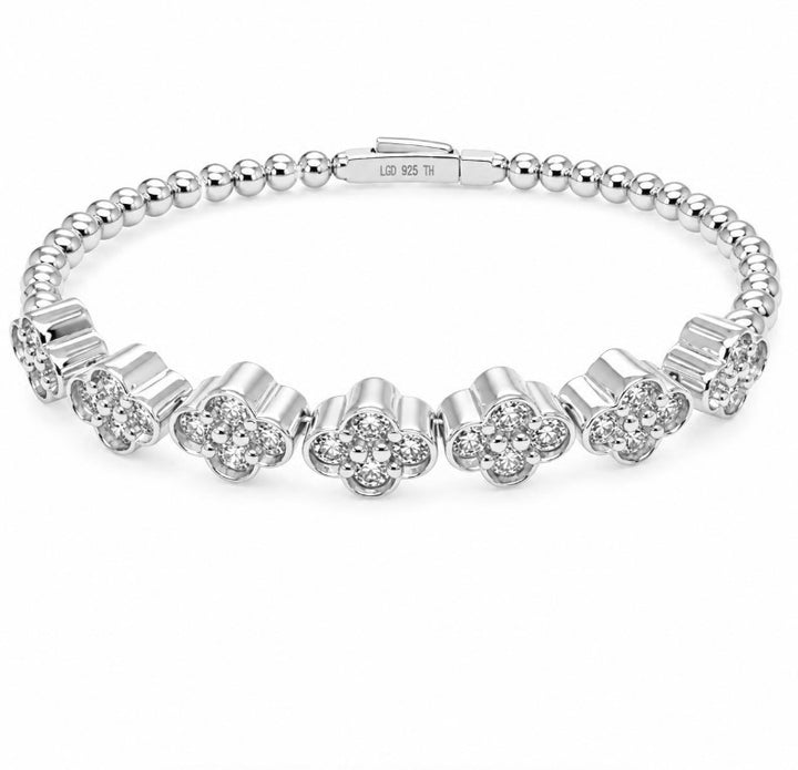 2.75 Ctw Lab Grown Diamond Flex Bangle in 925 Platinum Plated