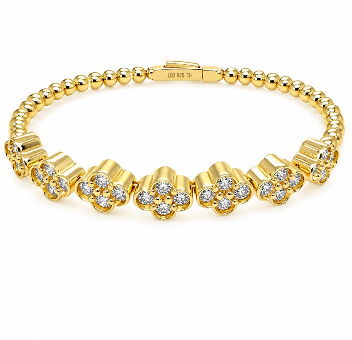 2.75 Ctw Lab Grown Diamond Flex Bangle in 925 Yellow Gold Plated
