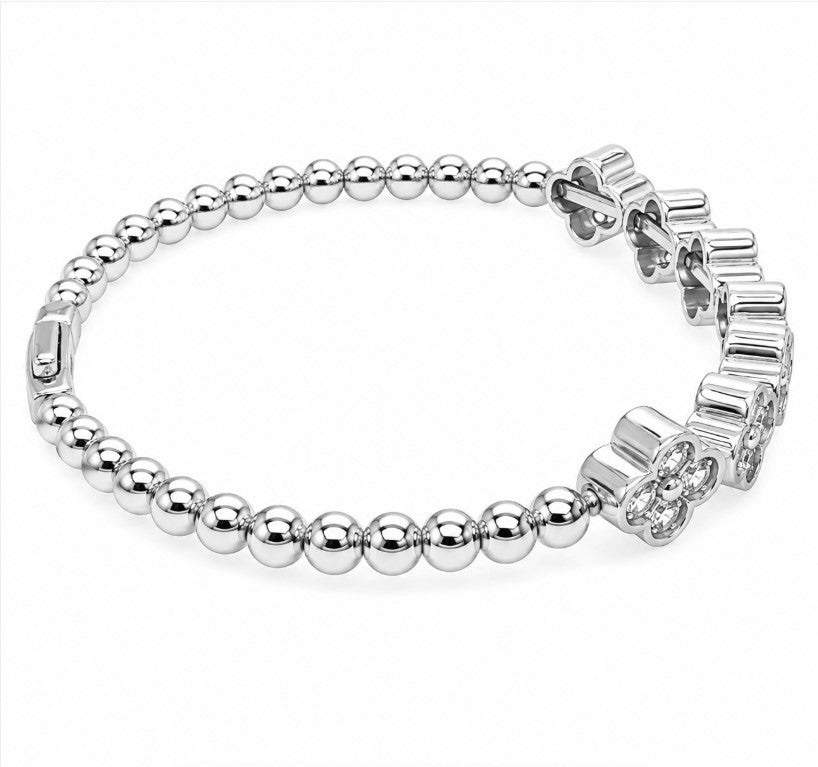2.75 Ctw Lab Grown Diamond Flex Bangle in 925 Platinum Plated