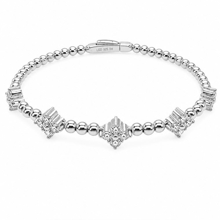 1.98 Ctw Lab Grown Diamond Flex Bangle in 925 Platinum Plated