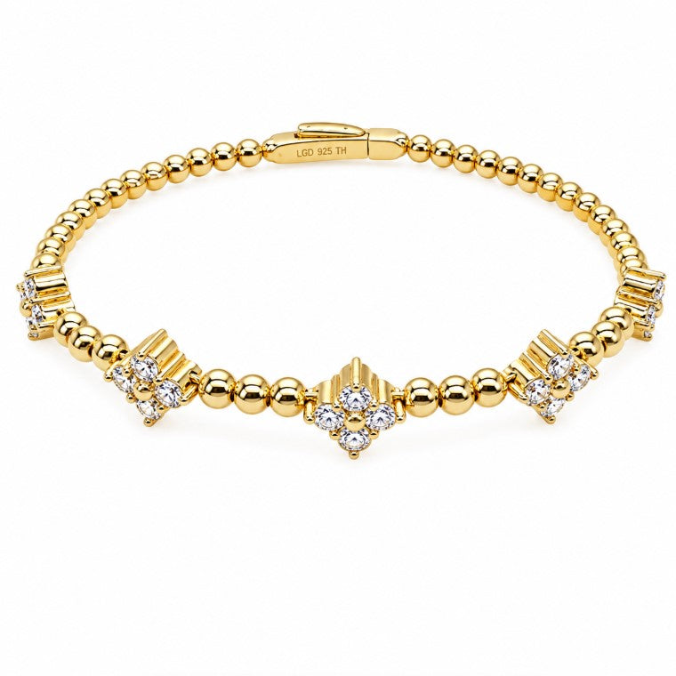 1.98 Ctw Lab Grown Diamond Flex Bangle in 925 Yellow Gold Plated