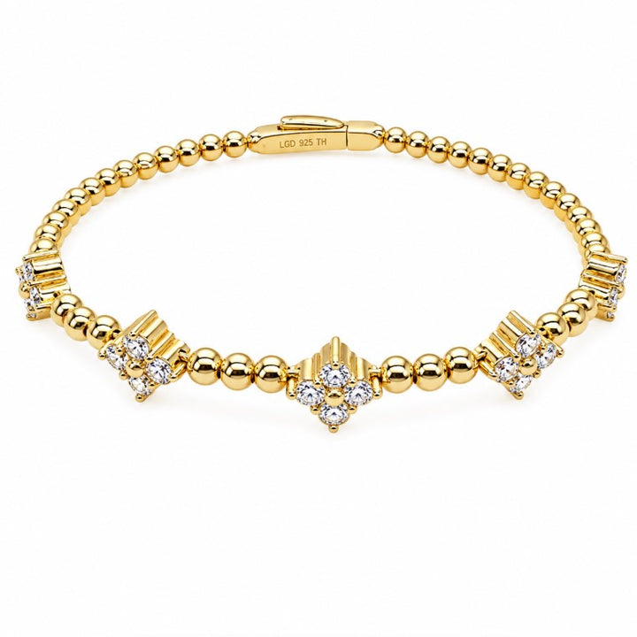 1.98 Ctw Lab Grown Diamond Flex Bangle in 925 Yellow Gold Plated