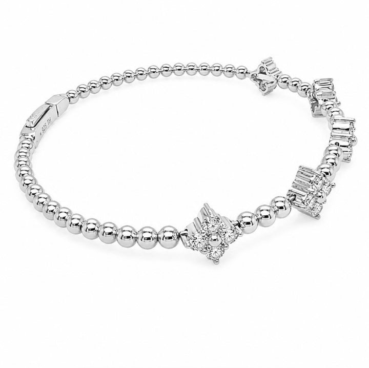 1.98 Ctw Lab Grown Diamond Flex Bangle in 925 Platinum Plated