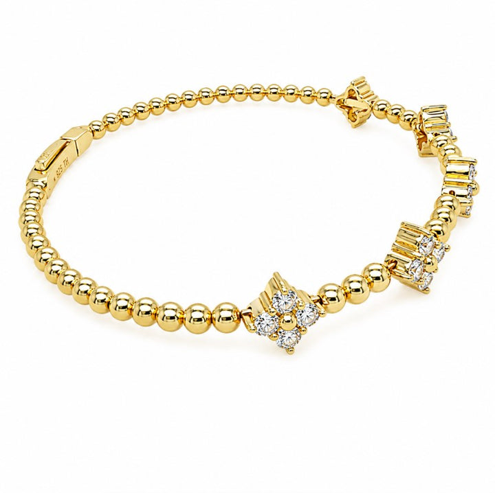 1.98 Ctw Lab Grown Diamond Flex Bangle in 925 Yellow Gold Plated