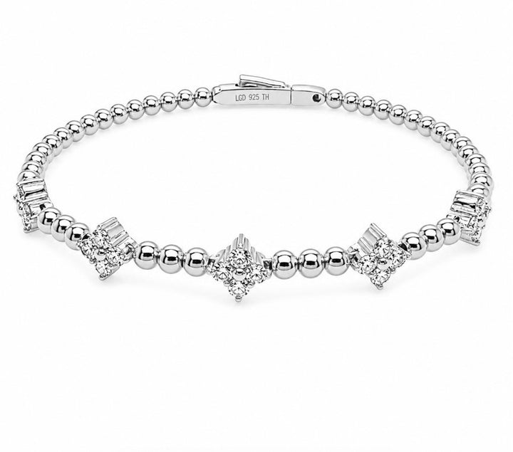1.35 Ctw Lab Grown Diamond Flex Bangle in 925 Platinum Plated