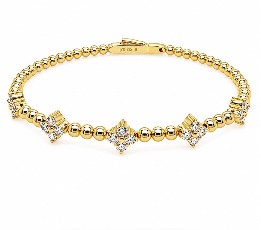 1.35 Ctw Lab Grown Diamond Flex Bangle in 925 Yellow Gold Plated