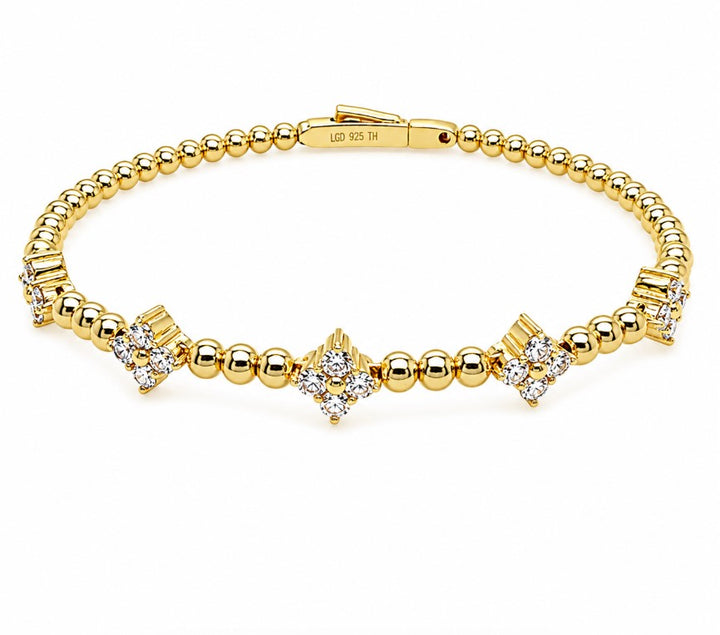 1.35 Ctw Lab Grown Diamond Flex Bangle in 925 Yellow Gold Plated