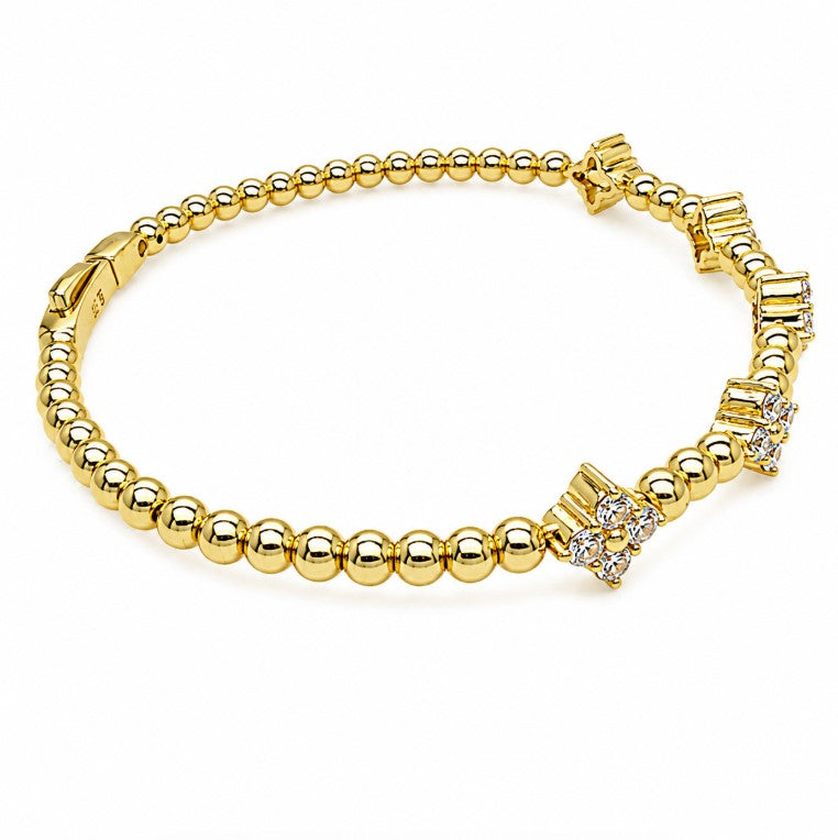 1.35 Ctw Lab Grown Diamond Flex Bangle in 925 Yellow Gold Plated