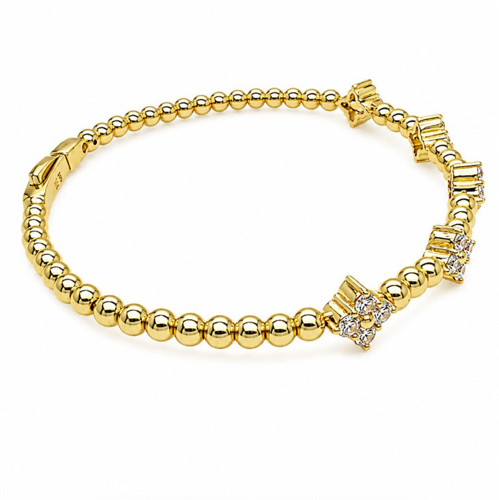 1.35 Ctw Lab Grown Diamond Flex Bangle in 925 Yellow Gold Plated