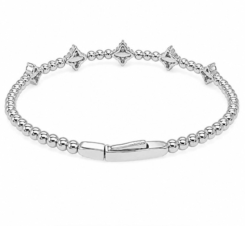 1.35 Ctw Lab Grown Diamond Flex Bangle in 925 Platinum Plated