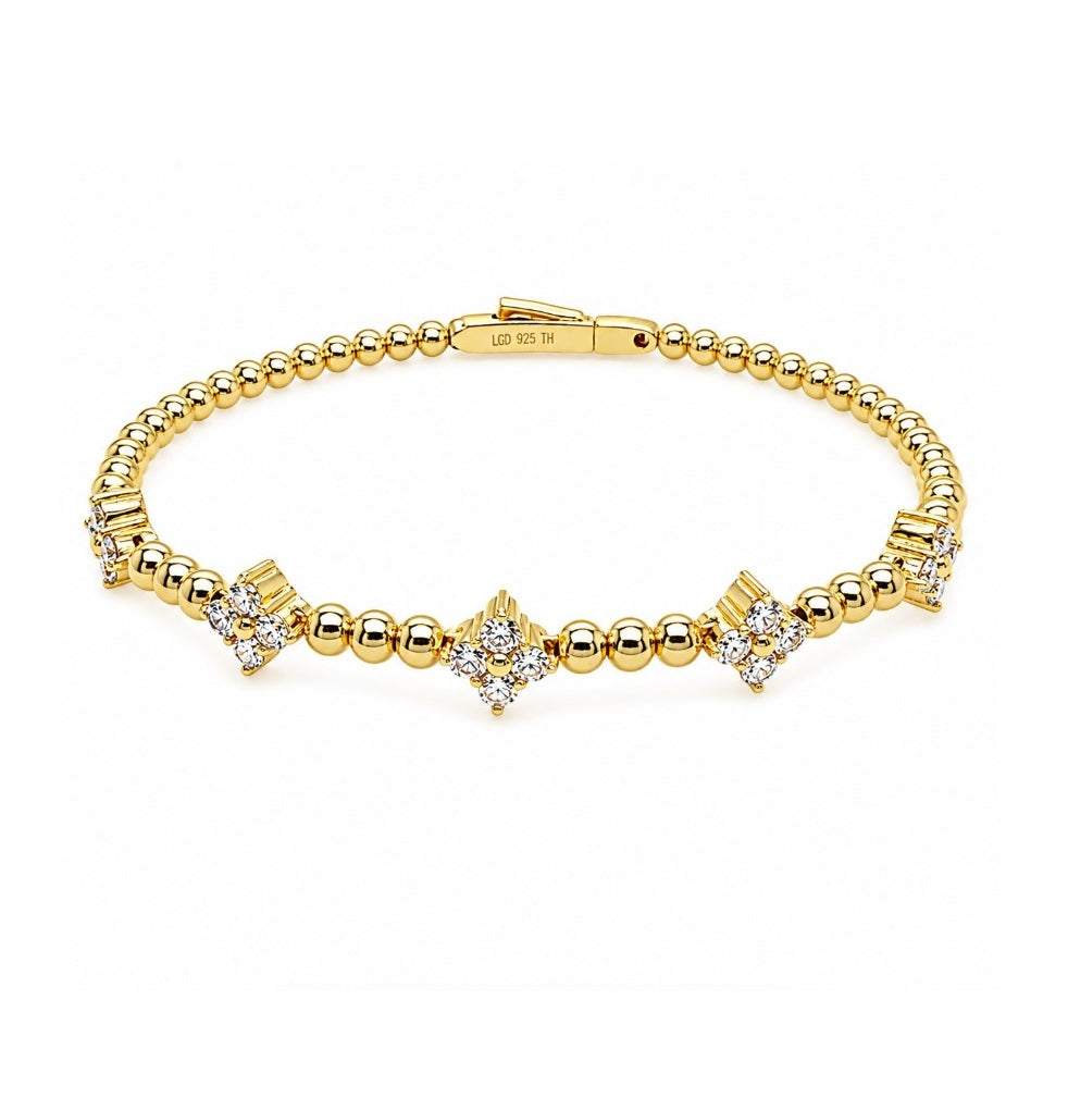 1.35 Ctw Lab Grown Diamond Flex Bangle in 925 Yellow Gold Plated