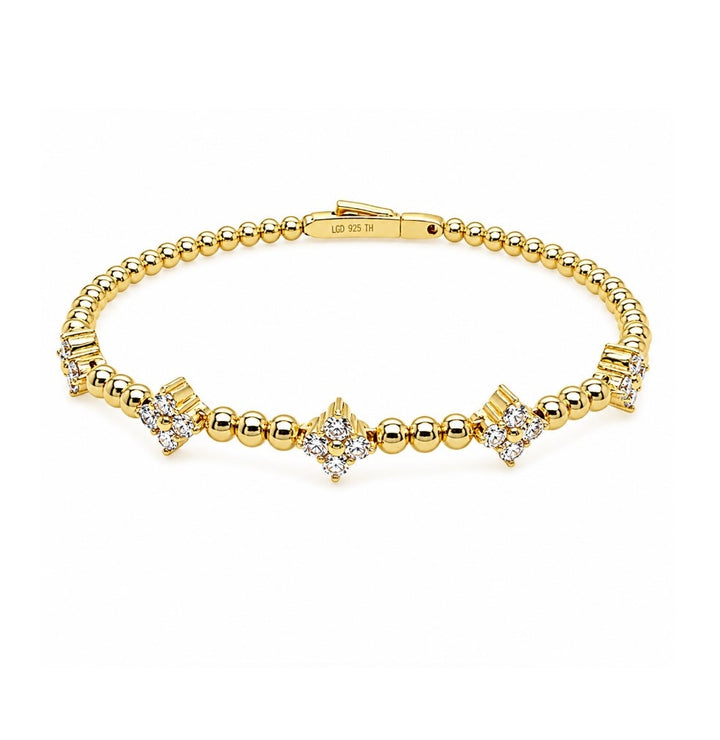 1.35 Ctw Lab Grown Diamond Flex Bangle in 925 Yellow Gold Plated