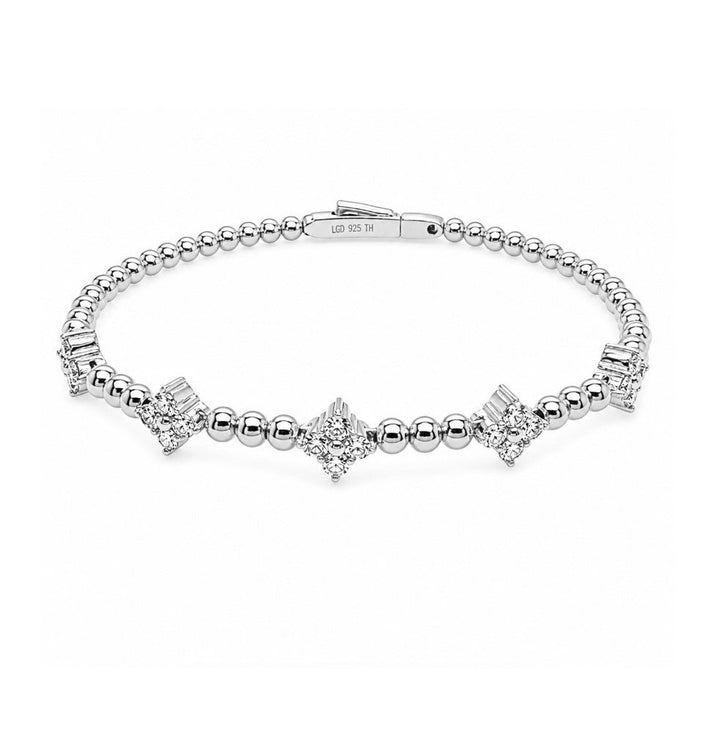 1.35 Ctw Lab Grown Diamond Flex Bangle in 925 Platinum Plated