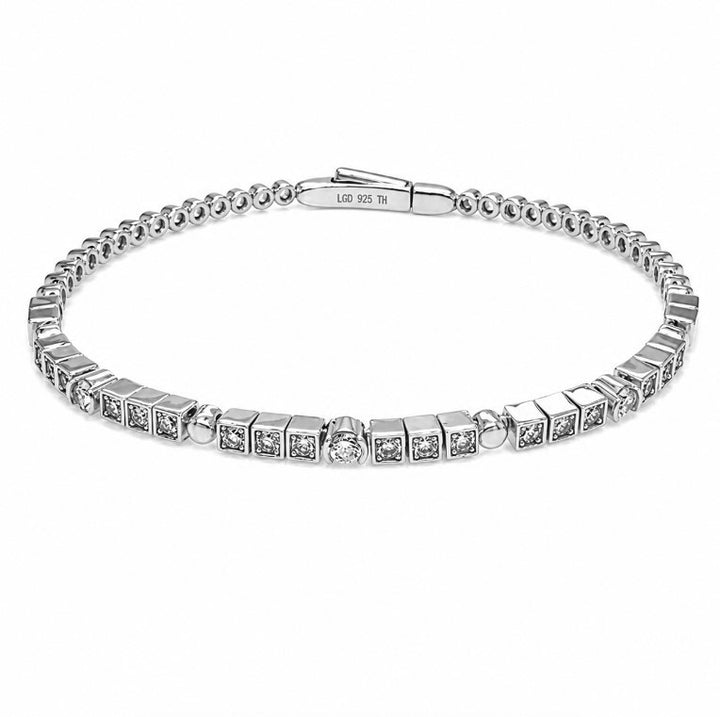 1.08 Ctw Lab Grown Diamond Flex Bangle in 925 Platinum Plated