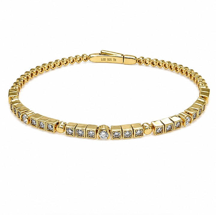 1.08 Ctw Lab Grown Diamond Flex Bangle in 925 Yellow Gold Plated
