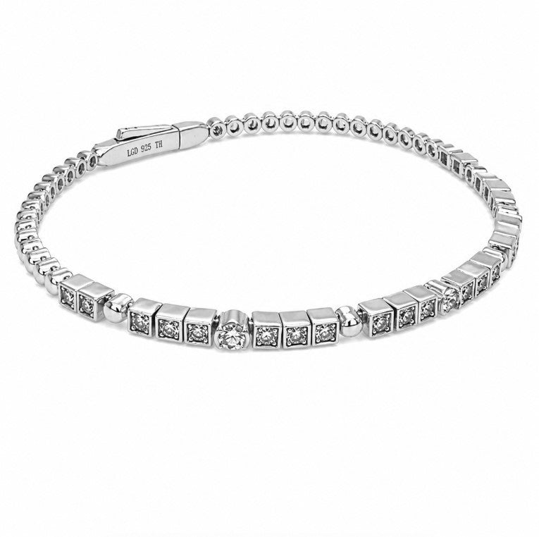 1.08 Ctw Lab Grown Diamond Flex Bangle in 925 Platinum Plated