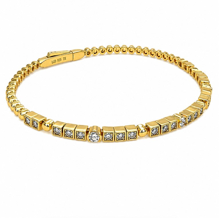 1.08 Ctw Lab Grown Diamond Flex Bangle in 925 Yellow Gold Plated