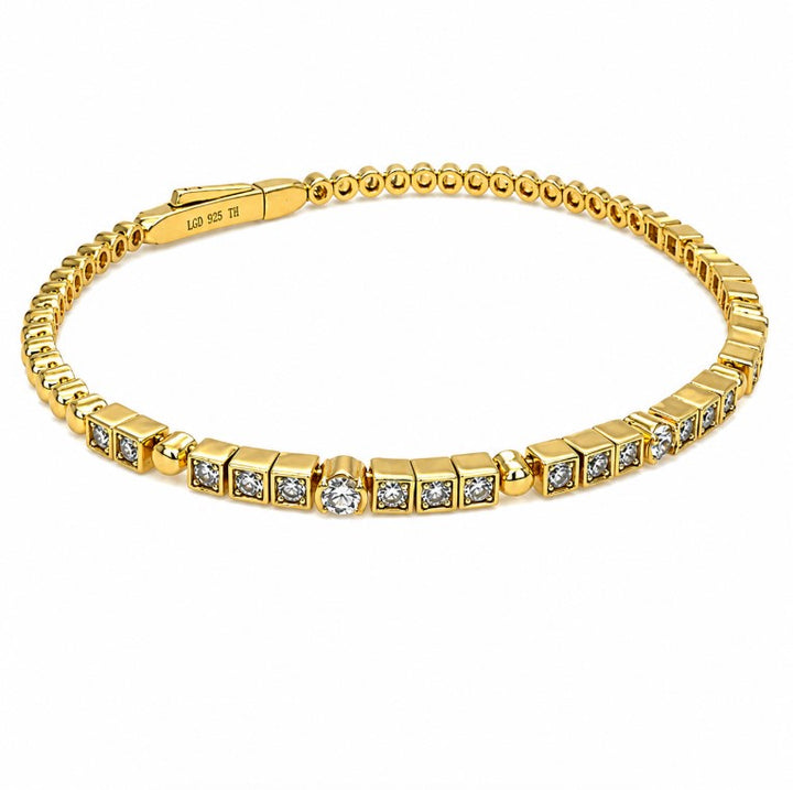 1.08 Ctw Lab Grown Diamond Flex Bangle in 925 Yellow Gold Plated